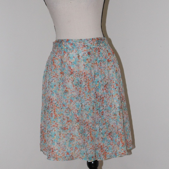 J.Crew, 100% silk skirt floral water color - Picture 1 of 6